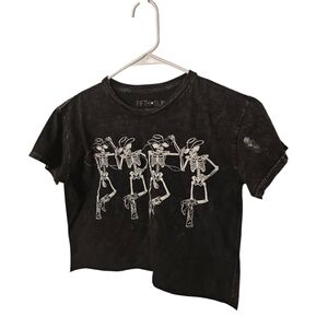 Fifth‎ Sun Cropped T-Shirt-Womens-XSmall-Stone Washed Black